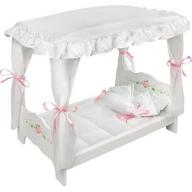 Badger Basket White Rose Doll Canopy Bed, Fits Most 18" Dolls & My Life As