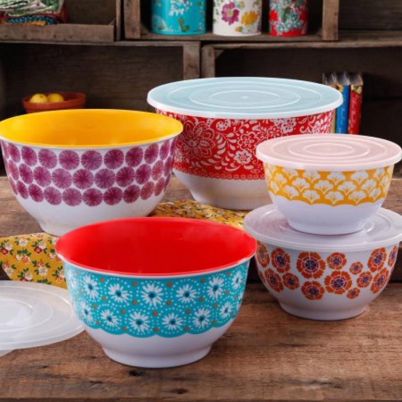 The Pioneer Woman Traveling Vines Nesting Mixing Bowl Set, 10-Piece
