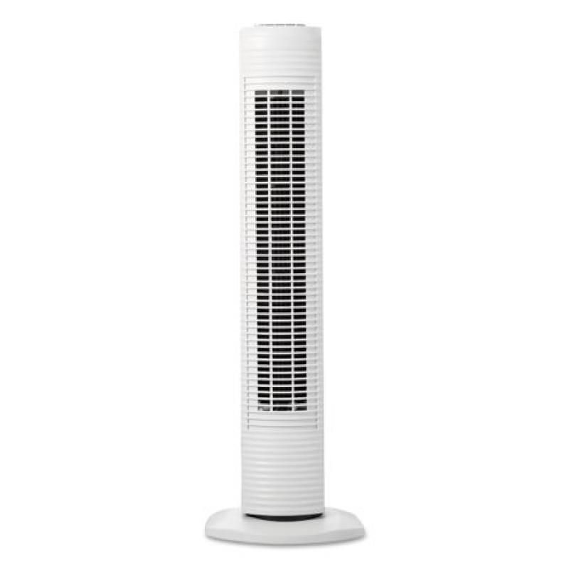 Holmes Oscillating Tower Fan, Three-Speed, White, 5 9/10"W x 31"H