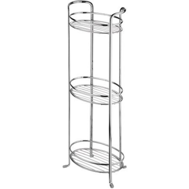 InterDesign Axis Free Standing Bathroom Storage Shelves, for Towels, Soap, Candles, Tissues, Lotion, Accessories, 3 Tier, Chrome