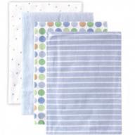 Luvable Friends Baby Boy and Girl Flannel Receiving Blanket, 4-Pack - Blue Dots