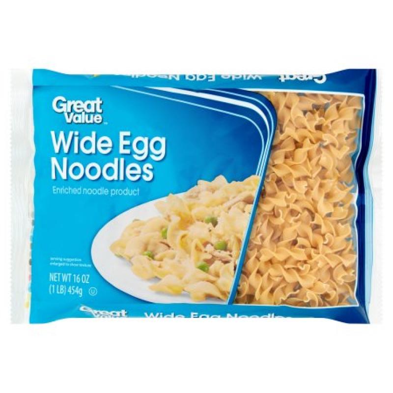 Great Value Wide Egg Noodles, 16 oz