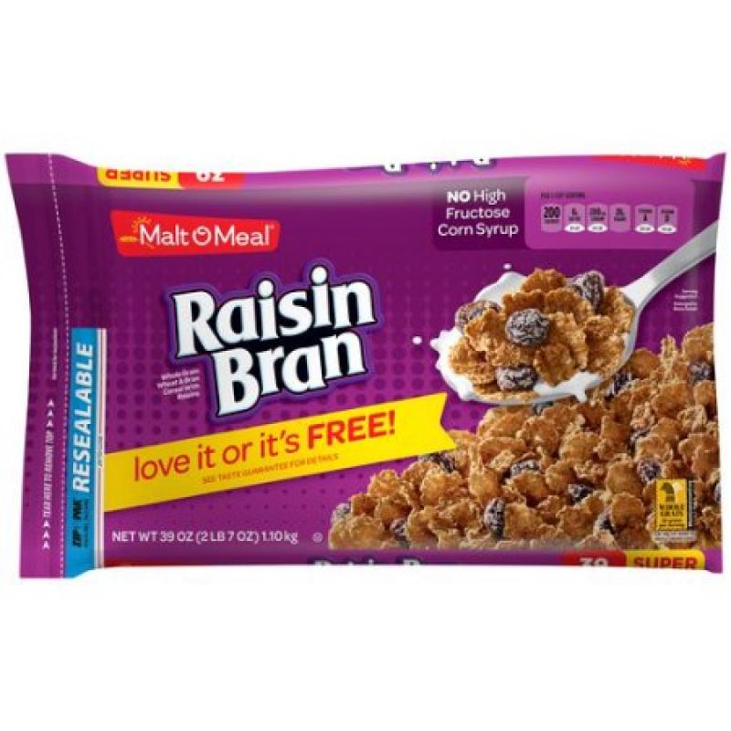 Malt-O-Meal Breakfast Cereal, Raisin Bran, 39 Oz, Bag