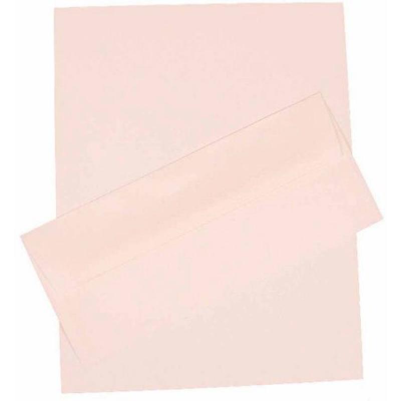 JAM Paper Strathmore Business Stationery Sets with Matching #10 Envelopes, Bright White Linen, 100-Pack