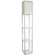Simple Designs Floor Lamp Etagere Organizer Storage Shelf with Linen Shade, White