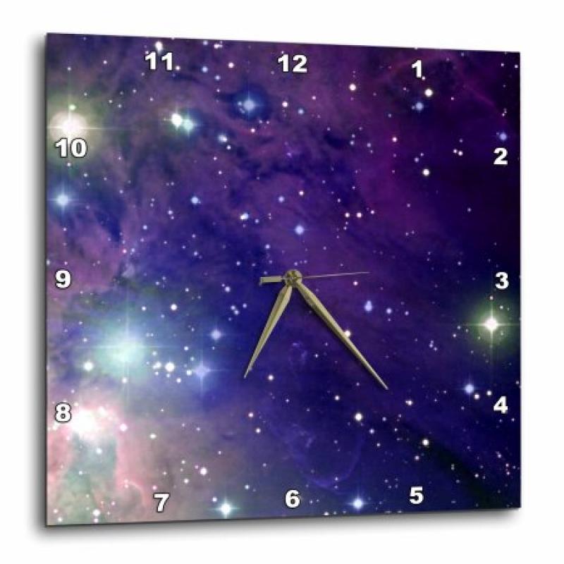 3dRose Cool outer space stars and planets dark blue design - science fiction sci-fi geek astronomy nerd, Wall Clock, 13 by 13-inch