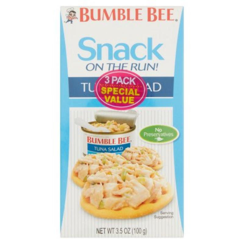 Bumble Bee Snack on the Run! Tuna Salad with Crackers, 3.5 oz, (Pack of 3)