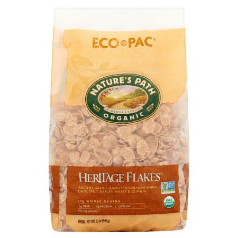 Nature&#039;s Path Organic Heritage Flakes Cereal Eco Pac, Non-GMO, Gluten Free, Made with Ancient Grains, Flawlessly Crunchy Flakes, 32 oz