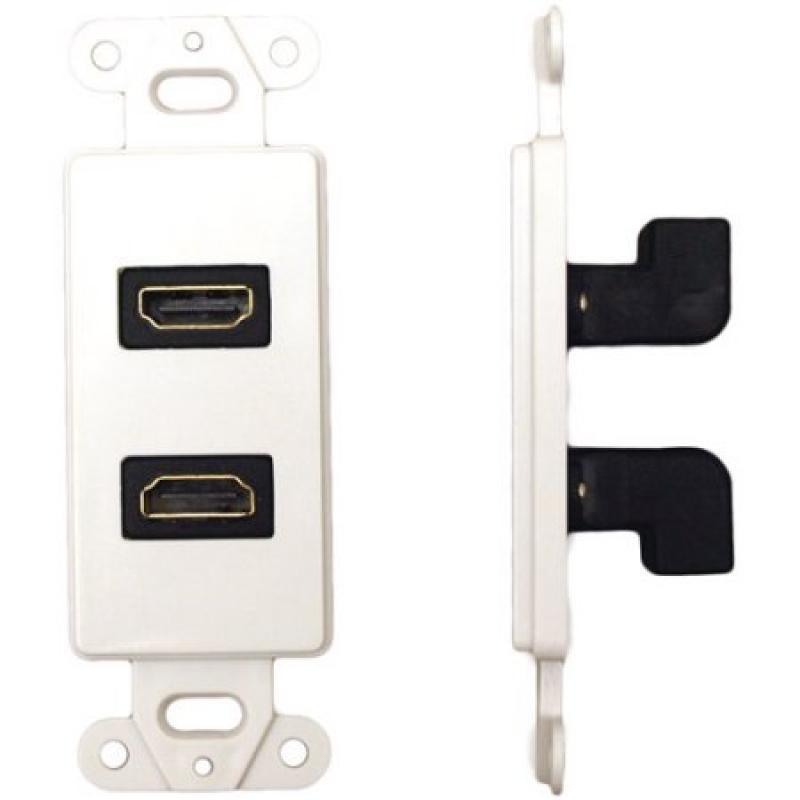 Datacomm Electronics 20-4502-WH Decor Wall Plate Insert with 90-Degree Dual HDMI Connector