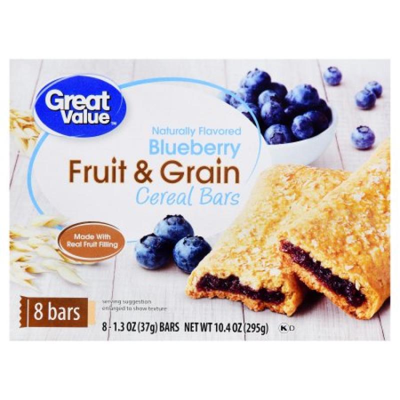 Great Value Fruit & Grain Cereal Bars, Blueberry, 10.4 oz, 8 Count