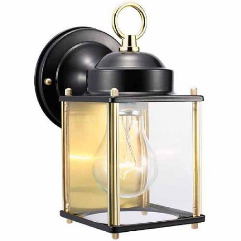 Design House 502658 Coach Outdoor Downlight, 4.5" x 8", Black and Polished Brass Finish