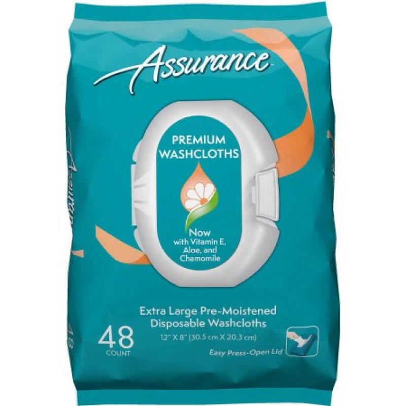 Assurance Premium Pre-Moistened Disposable Washcloths, Extra Large, 48ct