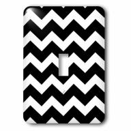 3dRose Black and White Chevron zig zag pattern - stylish big bold zigzags, Single Toggle Switch