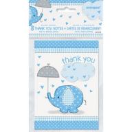 Elephant Baby Shower Thank You Notes, 5.5 x 4 in, Blue, 8ct