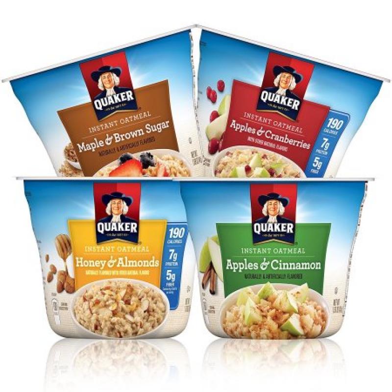 Quaker Instant Oatmeal Express Cups, Variety Pack, Breakfast Cereal, 12 Ct