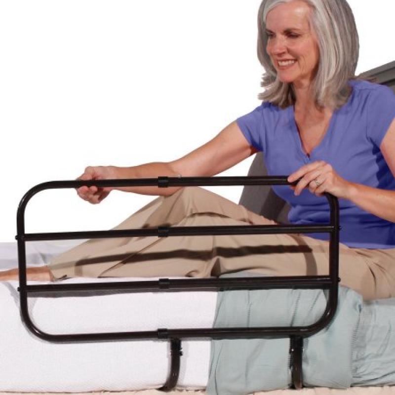 Able Life Bedside Extend-A-Rail - Adjustable Length Adult Home Bed Rail and Stand Support Handle + Included Safety Strap