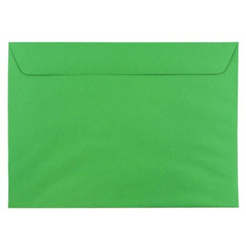 JAM Paper 9 x 12 Booklet Envelopes, Brite Hue Christmas Green Recycled, 250/pack
