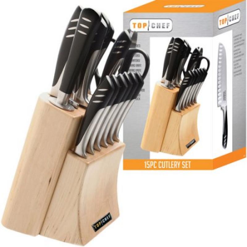 Top Chef 15-Piece Knife Set with Block, Stainless Steel