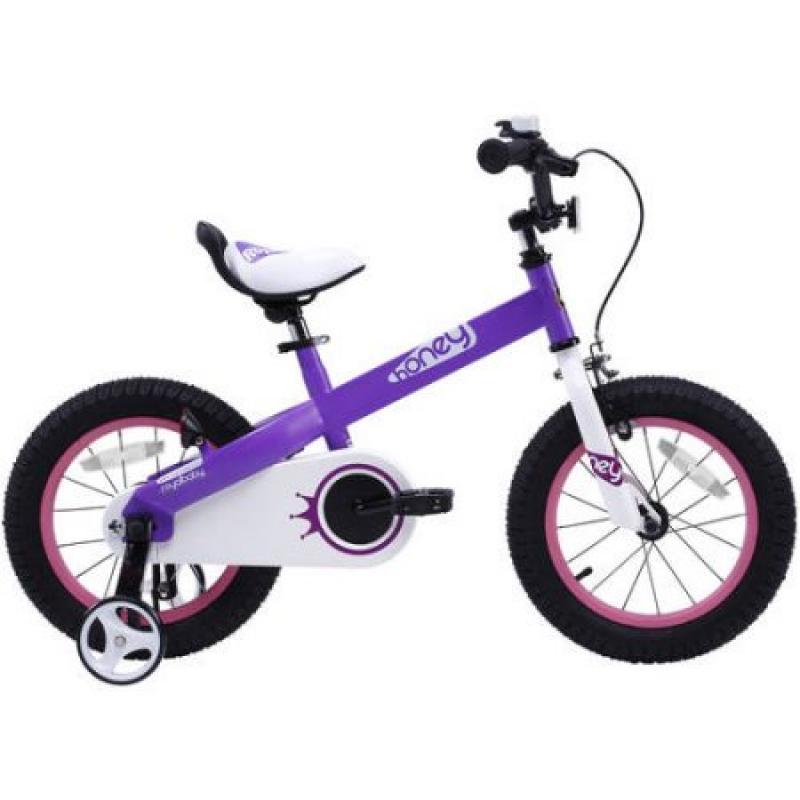 RoyalBaby Honey Kid's bike, unisex children's bike with training wheels, various trendy features, gifts for fashionable boys & girls, 16 inch wheels, Lilac
