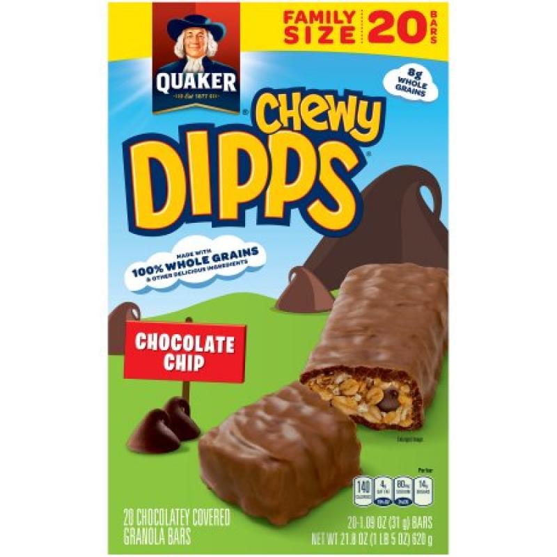 Quaker Chewy Dipps Chocolate Chip Granola Bars, 1.09 oz, 20 count