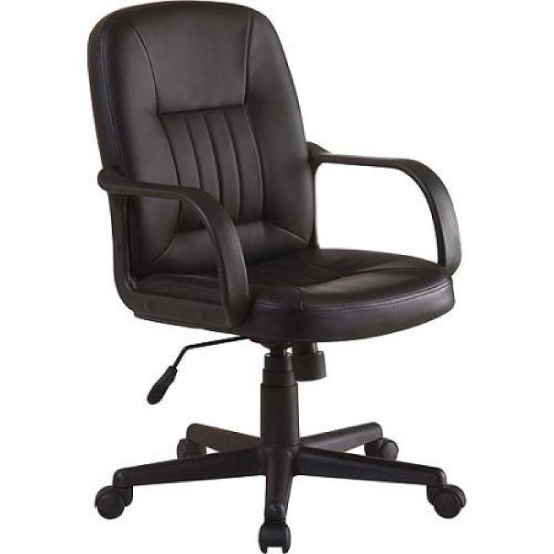 Innovex Executive Leather Mid-Back Office Chair, Black