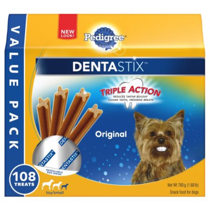 PEDIGREE DENTASTIX Original Toy/Small Treats for Dogs 1.68 Pounds 108 Count