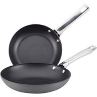 Farberware Hard-Anodized Nonstick Twin Skillet Set, 8" and 10", Gray