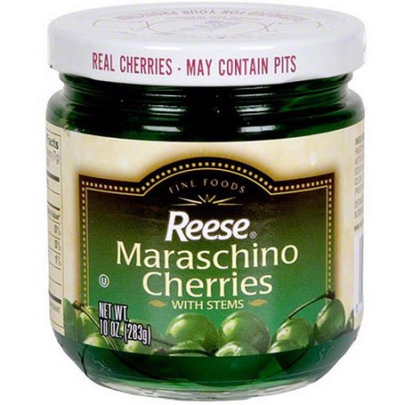 Reese Green Maraschino Cherries With Stems, 10 oz (Pack of 12)