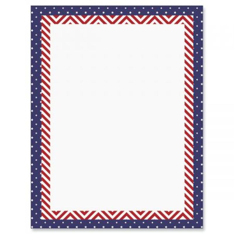 Patriotic Banner Patriotic Letter Papers - Set of 25, American Flag stationery papers, 8 1/2" x 11", compatible computer paper, Patriotic Letterhead, 4th of July flyers, Veterans Day, Memorial Day