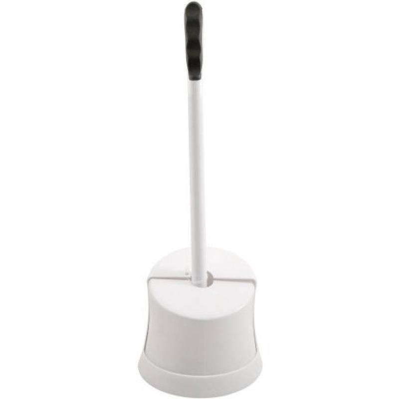Waxman Consumer Group 7503420L White Twist and Store Toilet Plunger with Storage Caddy