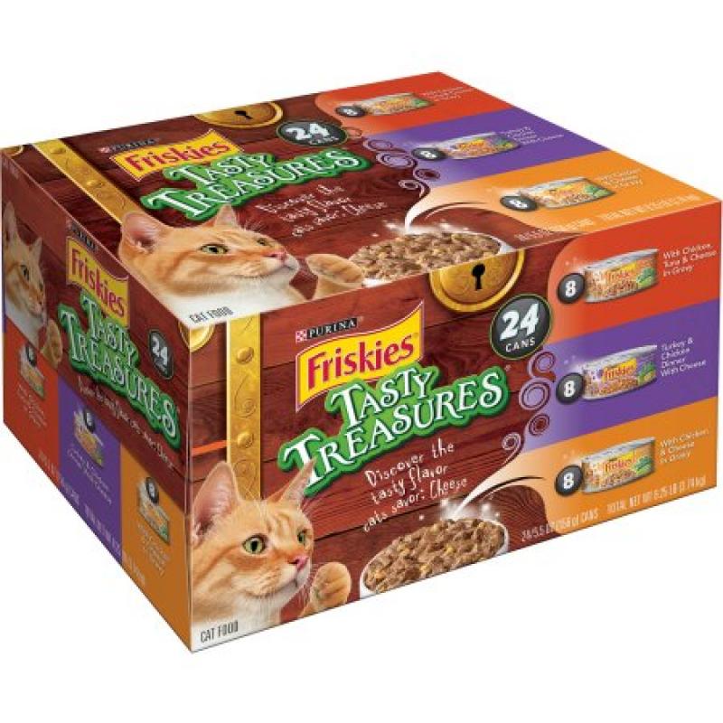 Purina Friskies Tasty Treasures Variety Pack Cat Food, 5.5 oz Cans, 24pk