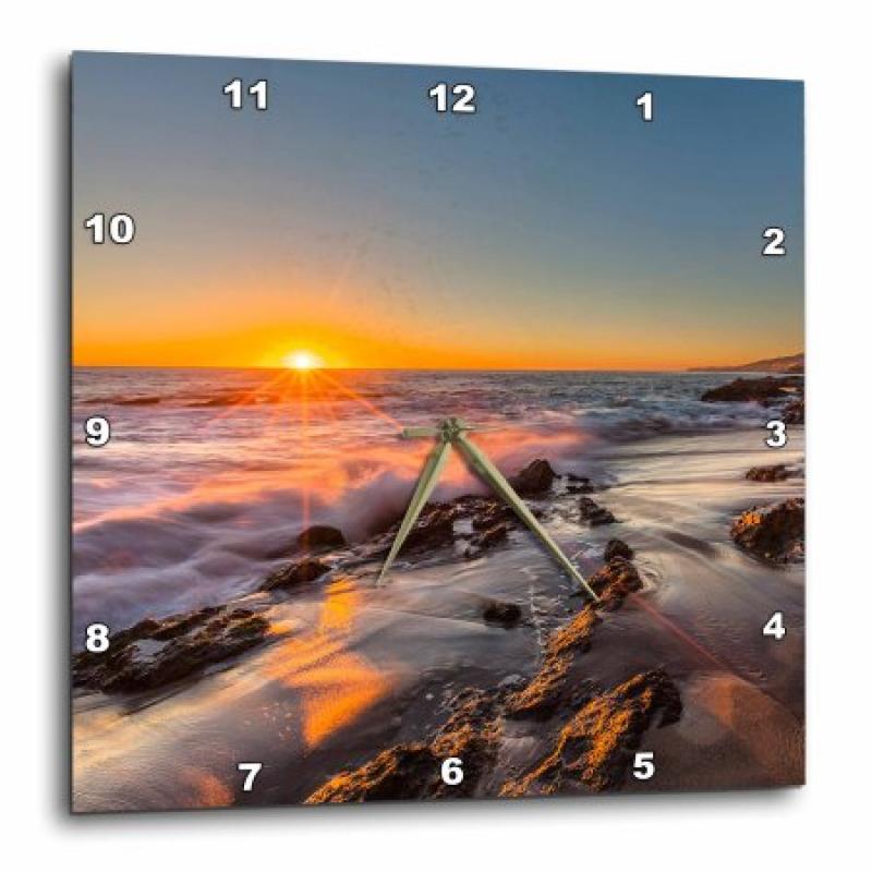 3dRose Sunset at Victoria Beach in Laguna Beach, CA, Wall Clock, 15 by 15-inch