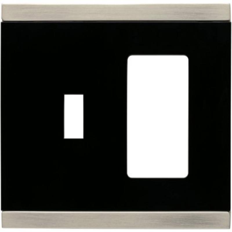 Brainerd Basic Stripe Sgl. Switch and Decorator Wall Plate, Nickel/Black