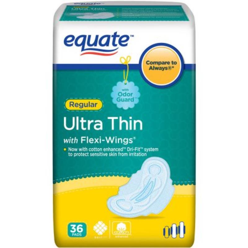 EEquate Pads Ultra Thin Regular, 36 ct