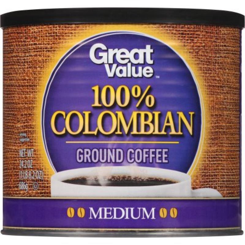 Great Value 100% Colombian Medium Ground Coffee, 24.2 oz