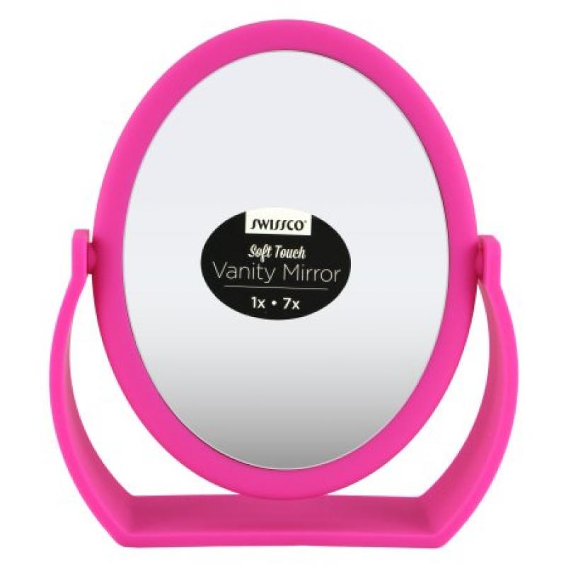 Swissco Soft Touch Oval Vanity Mirror, Hot Pink