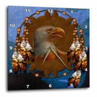 3dRose Eagle leather digital look dream catcher with vibrant blue background, Wall Clock, 13 by 13-inch