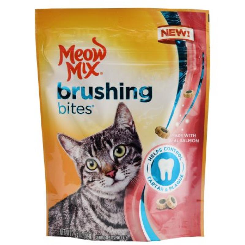 Meow Mix Brushing Bites Cat Dental Treats Made with Real Salmon - 2.25-Ounce