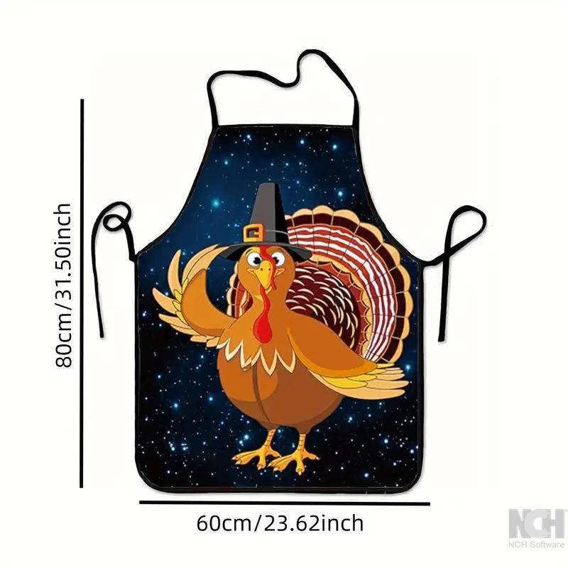 Festive Holiday Turkey Apron - Waterproof, Oil-Resistant, and Stain-Free Polyester Woven Kitchen Apron with Adjustable Neck Strap for Comfortable Holiday Cooking, Baking, and Serving - Perfect for Thanksgiving and Christmas Celebrations