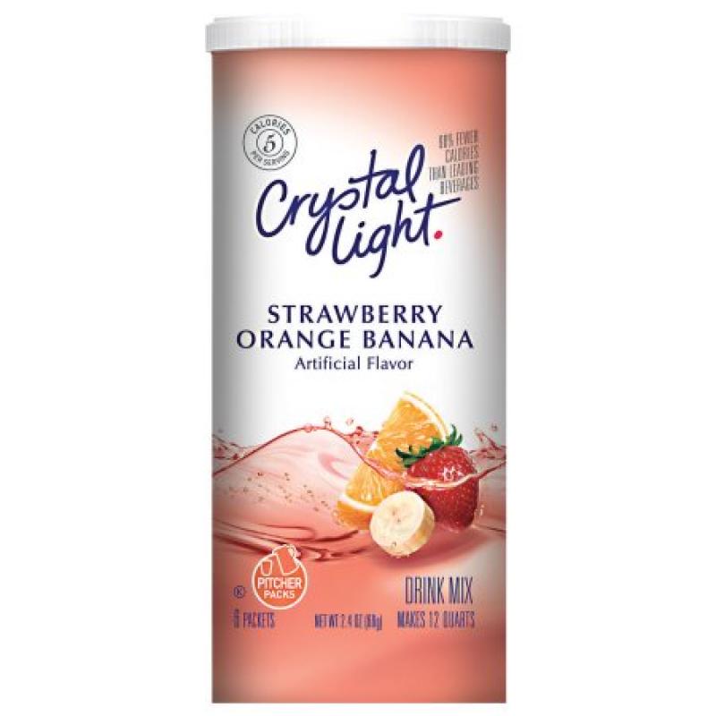 Crystal Light Strawberry Orange Banana Drink Mix Pitcher Packs, 6 count, 2.4 OZ (68g)