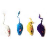 6-Pack Short Hair Fur Mice, White/Yellow/Purple/Blue, 24 Pieces, 4 Each