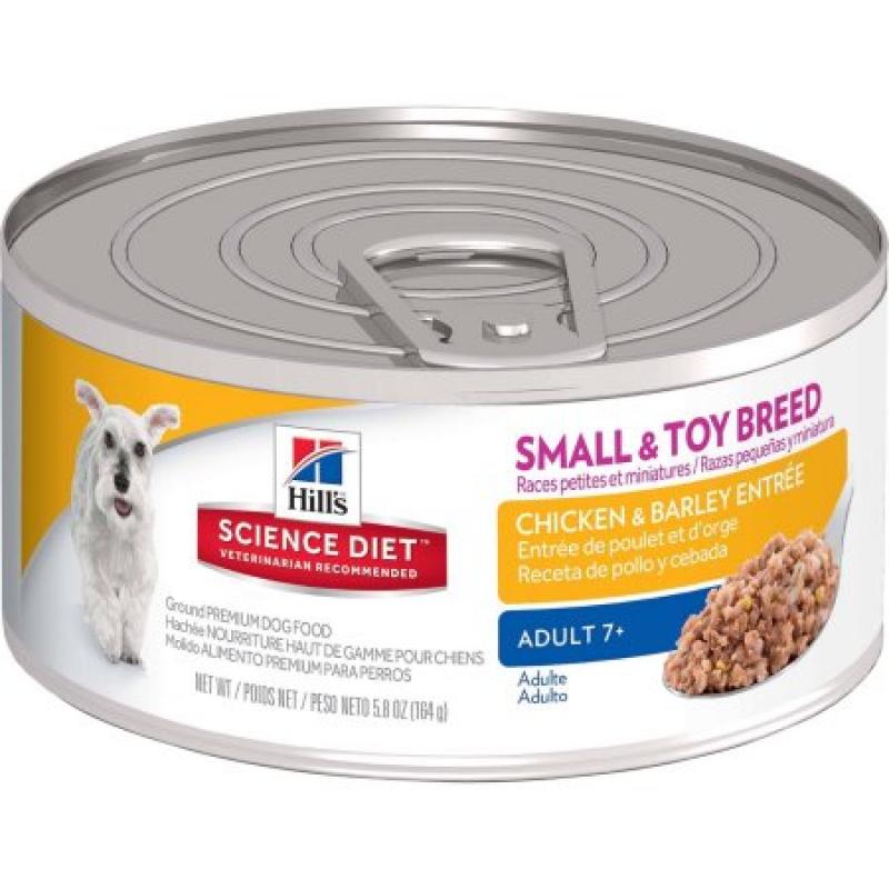 Hill&#039;s Science Diet Adult 7+ Small & Toy Breed Chicken & Barley Entrée Canned Dog Food, 5.8 oz, 24-pack