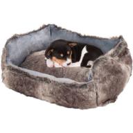 PETMAKER Small Faux Fur Gray Wolf Dog Bed, 23" x 19"