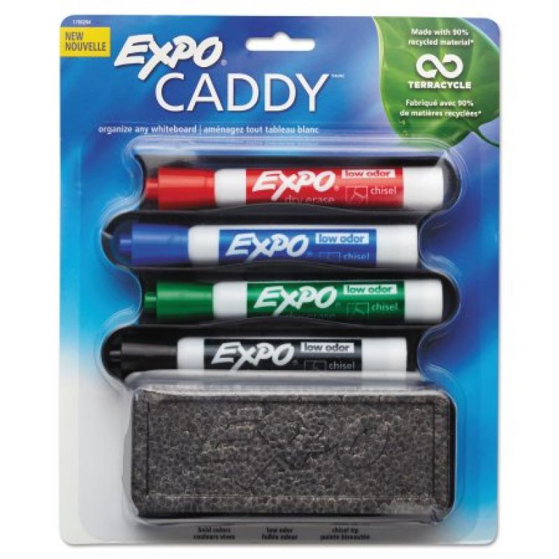 EXPO Mountable Whiteboard Caddy with 4 Markers/Eraser Set