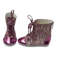 Arianna Pink Metallic N Lace Hi Top Sneakers fit most 18 inch dolls