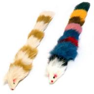 Set of 2 Fur Weasel Toys (One Brown/White and One Multi-Colored)