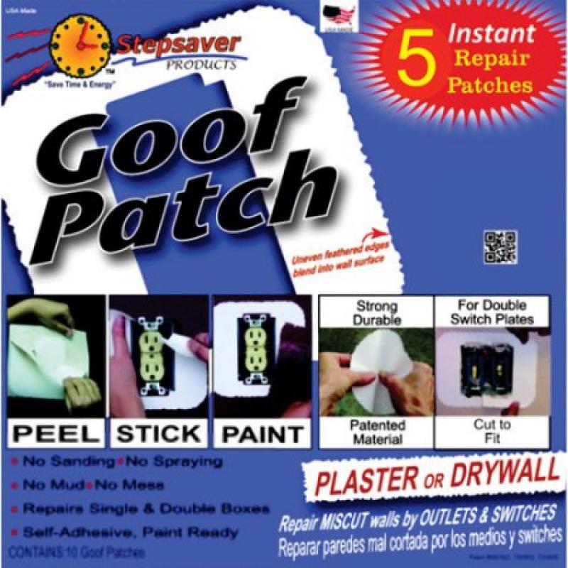 Stepsaver Instant Repairs Goof Patch Repair Patches for Outlet and Switch Repairs, Smooth Surface