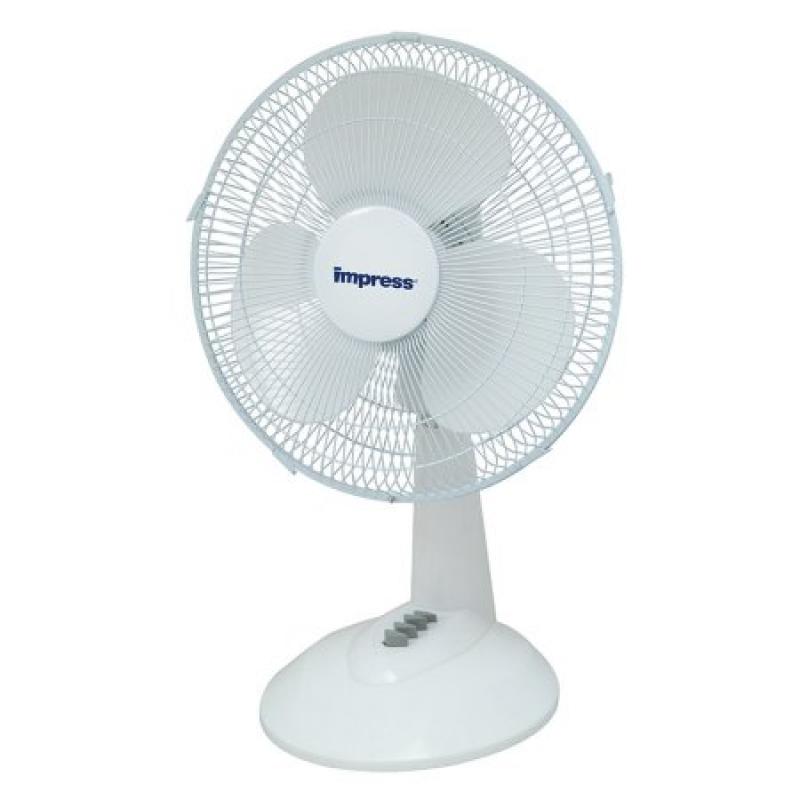Impress 12 Inch 3 Speed Oscillating Table Fan- White