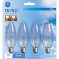 GE Reveal 40-Watt Crystal Clear Blunt Tip Small Base Incandescent Decorative, 2-Pack