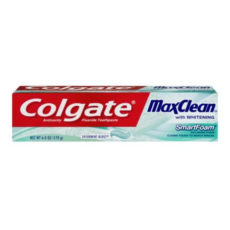 Colgate MaxClean with Whitening Toothpaste Spearmint Blast, 6.0 OZ